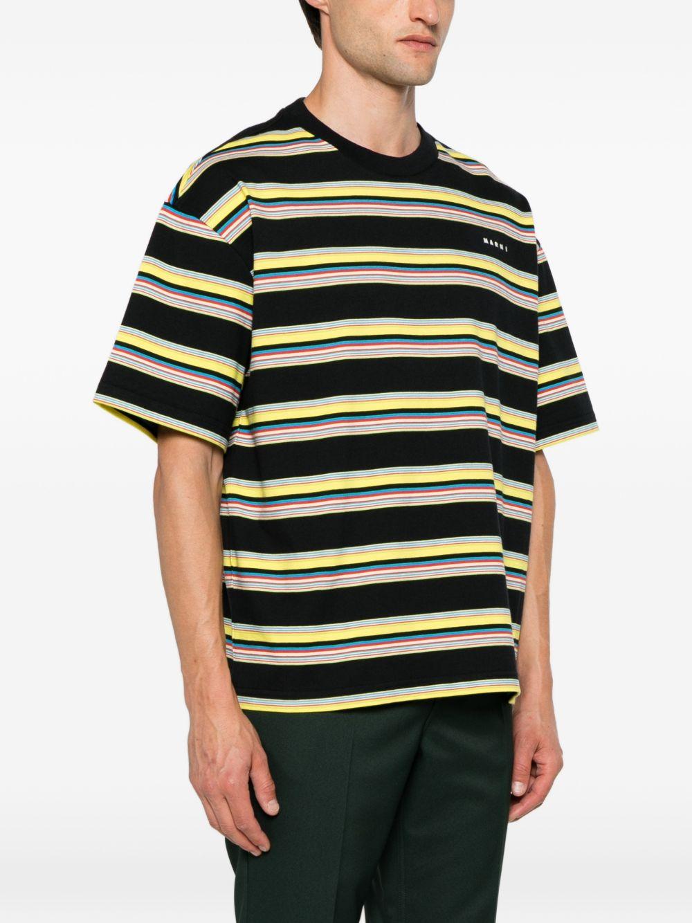T-shirt a righe in cotone multicolore 