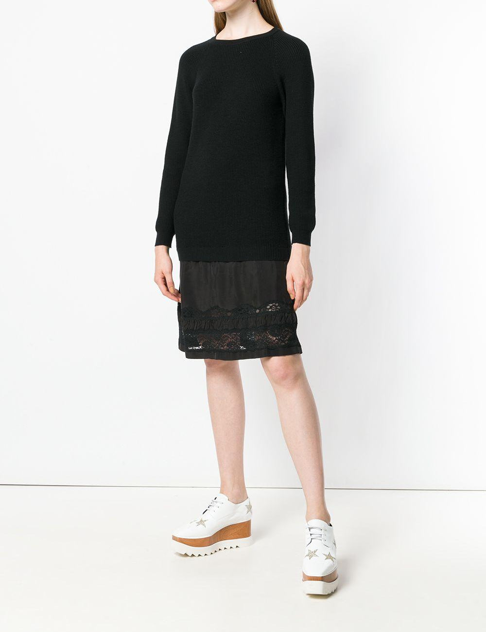 Abito in maglia con gonna in pizzo in nero Moschino - donna 