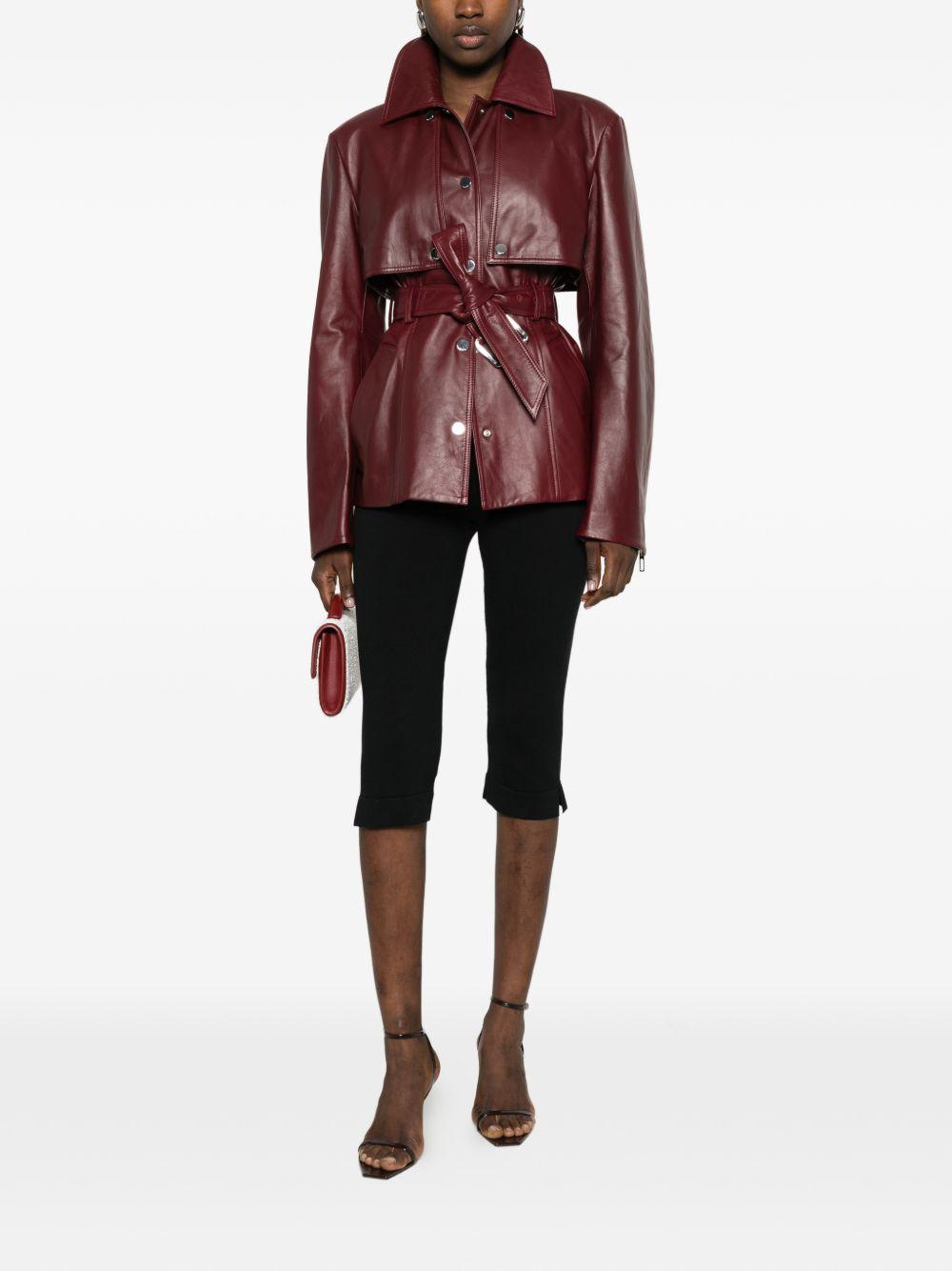 Giacca in pelle con cintura tenzone in bordeaux Maxmara sportmax - donna 