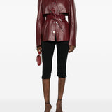 Giacca in pelle con cintura tenzone in bordeaux Maxmara sportmax - donna 
