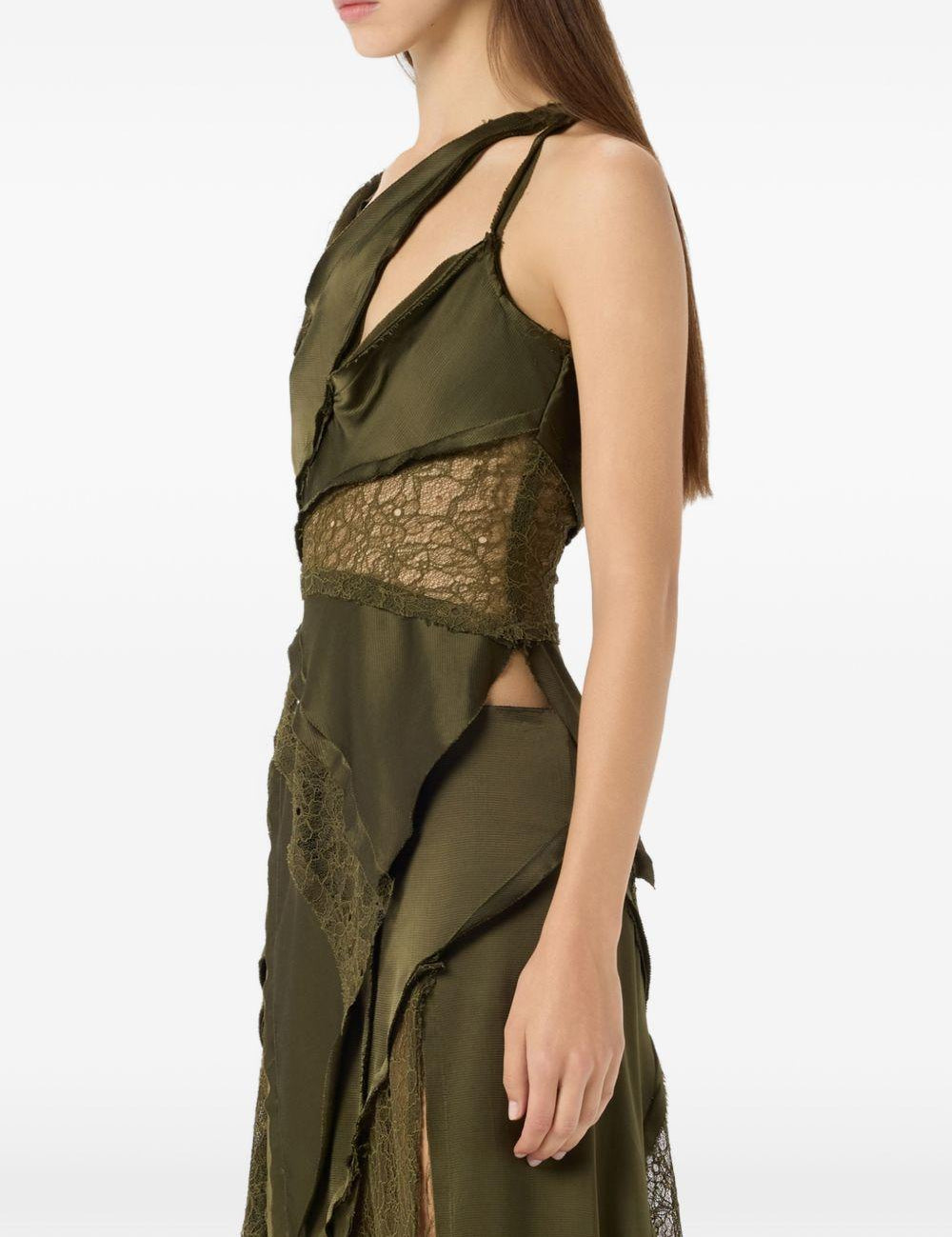 Top in raso con pizzo monospalla in verde Blumarine - donna 