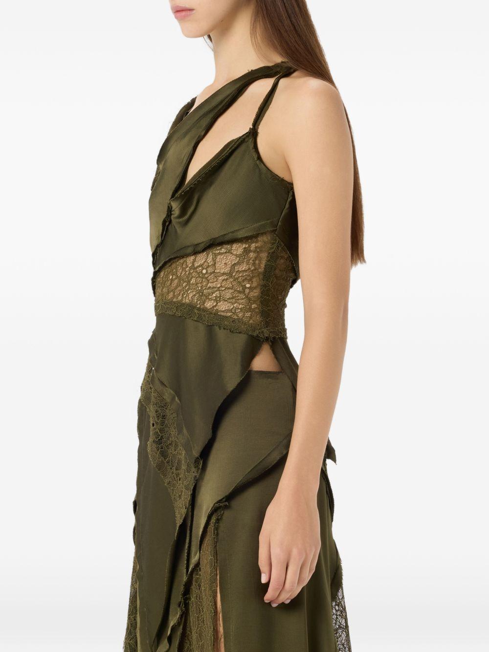 Top in raso con pizzo monospalla in verde Blumarine - donna 