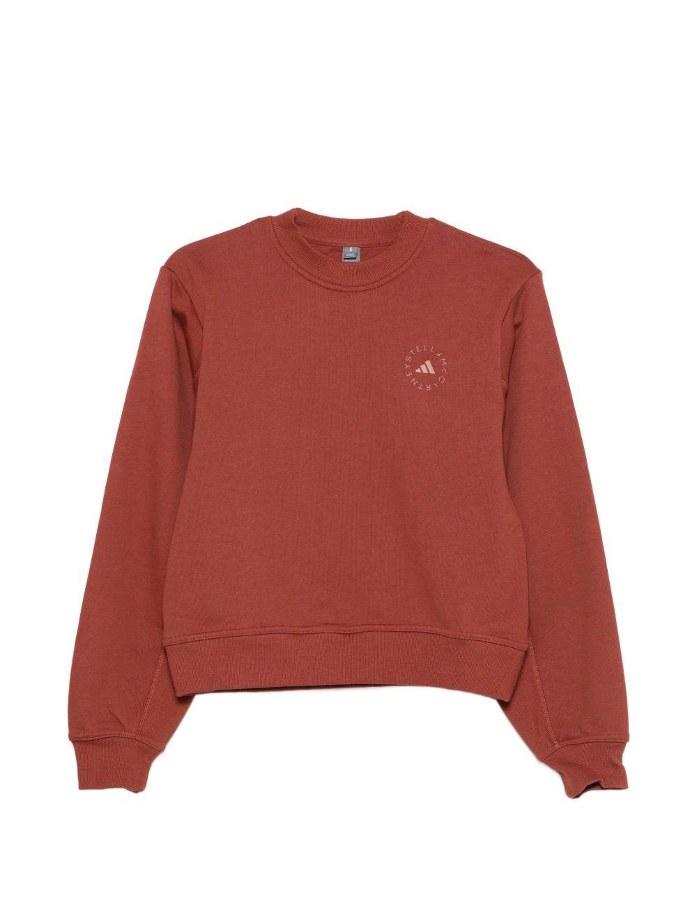 Felpa con logo a maniche lunghe in rosso mattone Adidas by stella mc  cartney - donna 