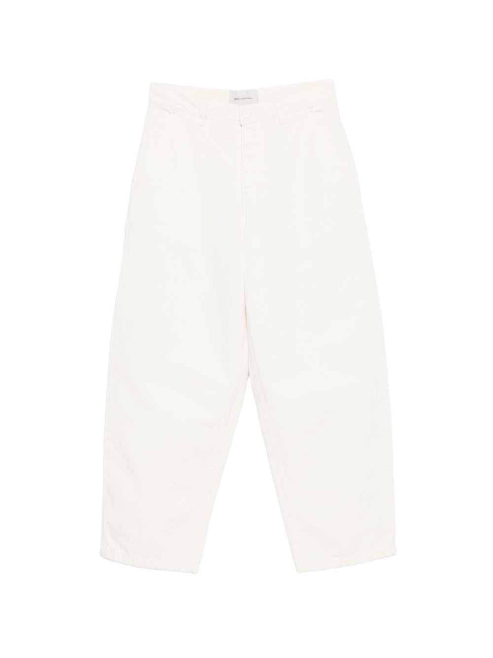 Jeans a gamba larga in bianco Ami paris - uomo 