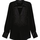 Blusa con ricamo floreale in nero Ermanno Scervino - donna 