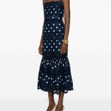 Abito midi con pois in blu Self-Portrait - donna 