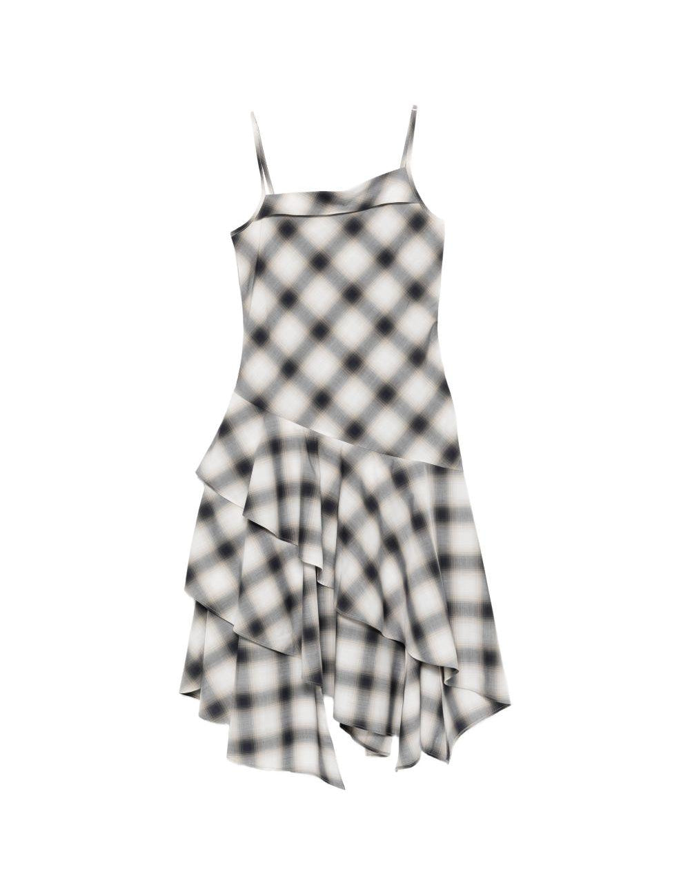 Abito midi con balze in bianco e nero Feng Chen Wang - donna 