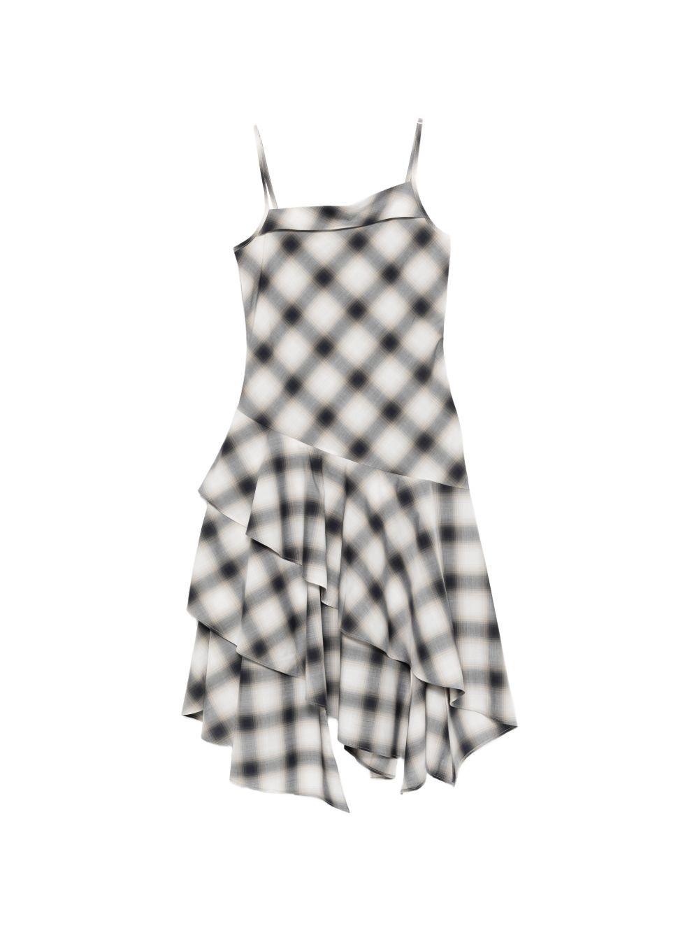 Abito midi con balze in bianco e nero Feng Chen Wang - donna 