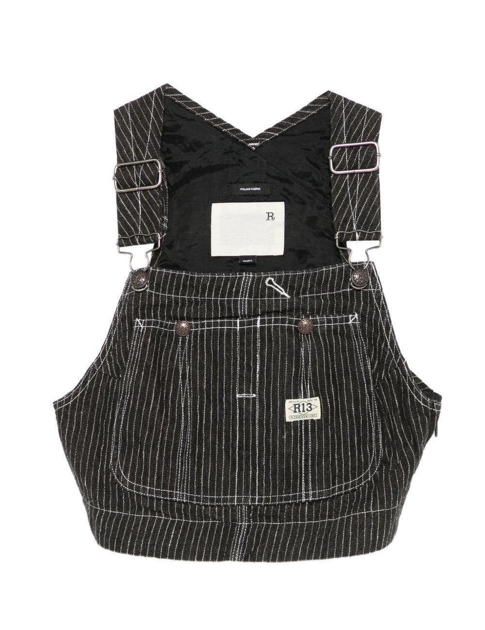Top stile salopette in nero R13 - donna 