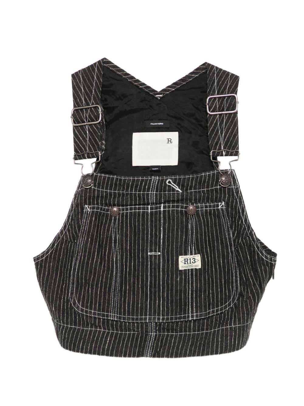 Top stile salopette in nero R13 - donna 