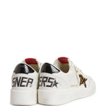 Sneakers in pelle con stampa leopardata in bianco Golden goose - donna 