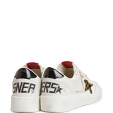 Sneakers in pelle con stampa leopardata in bianco Golden goose - donna 