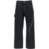Jeans People Have the Power con ricamo in blu 