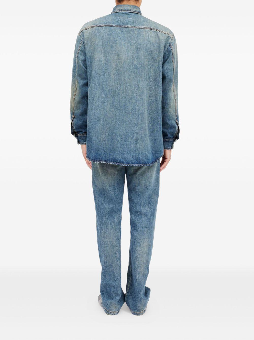 Camicia denim a maniche lunghe in blu Mm6 maison margiela - uomo 