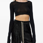 Top crop a maniche lunghe in nero Rick owens - donna 