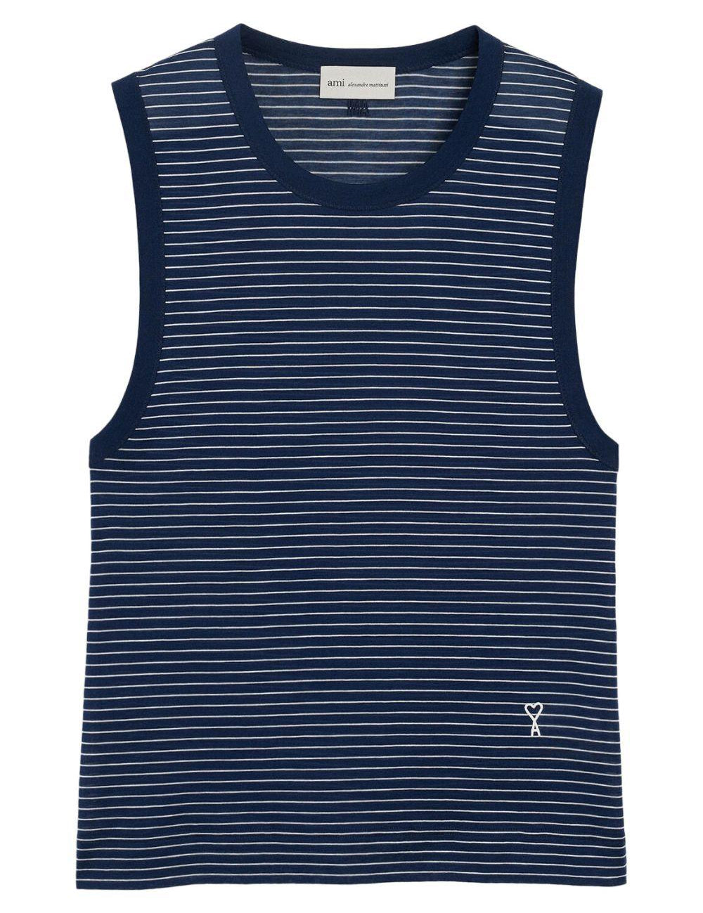 Top a righe in blu 