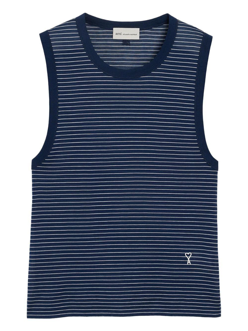 Top a righe in blu 