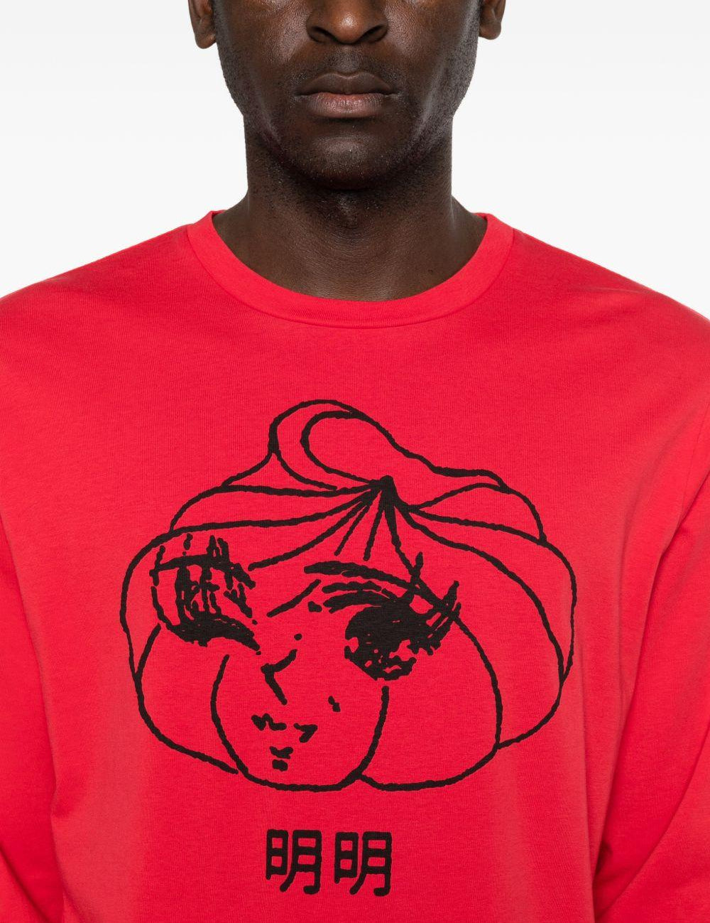T-shirt a manica lunga stampata in rosso Simone rocha - uomo 