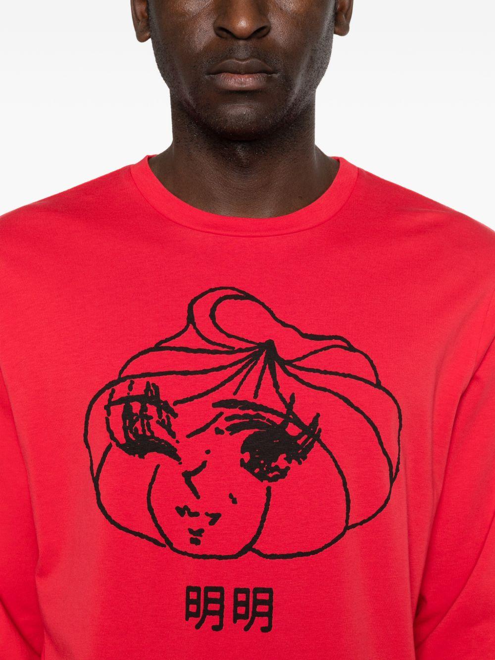T-shirt a manica lunga stampata in rosso Simone rocha - uomo 