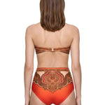 Top bikini con stampa paisley Mahon in arancione 