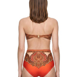 Top bikini con stampa paisley Mahon in arancione 
