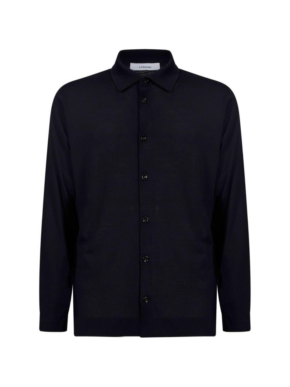 Camicia in maglia di seta blu denim 
