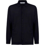Camicia in maglia di seta blu denim 