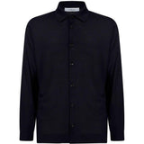 Camicia in maglia di seta blu denim 