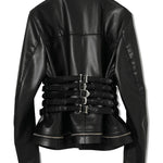 Giacca in pelle con fibbie in nero Undercover - donna 