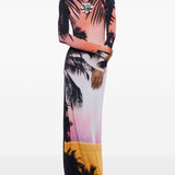 Abito maxi con stampa e cristalli multicolore Rabanne - donna 