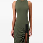 Abito lungo drappeggiato in verde militare Coperni - donna 