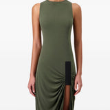Abito lungo drappeggiato in verde militare Coperni - donna 