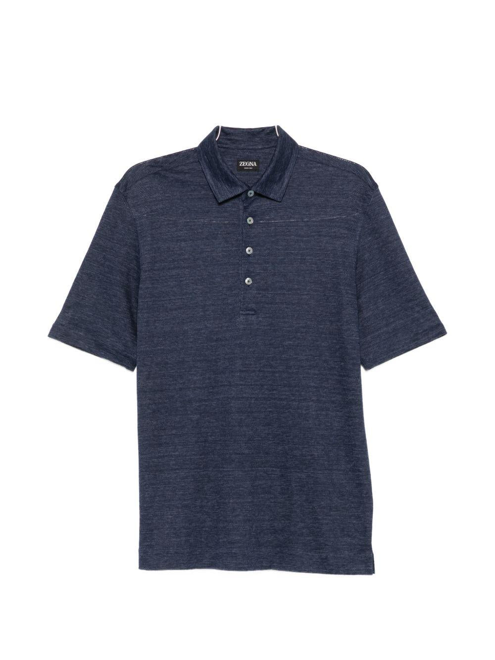 Polo con bottoni in blu Zegna - uomo 