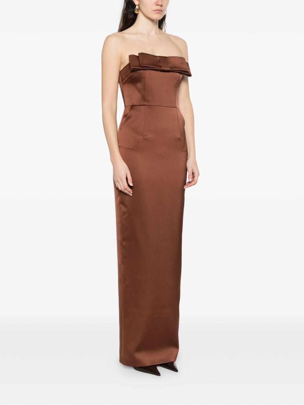 Abito lungo con dettglio fiocco in marrone The New Arrivals - donna 