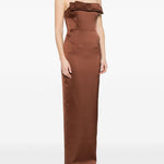 Abito lungo con dettglio fiocco in marrone The New Arrivals - donna 