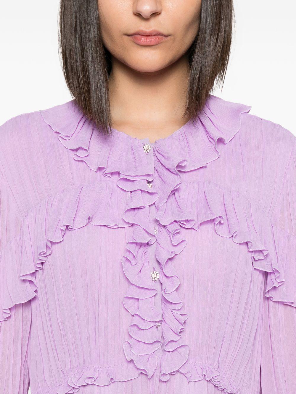 Abito midi con ruches in lilla 