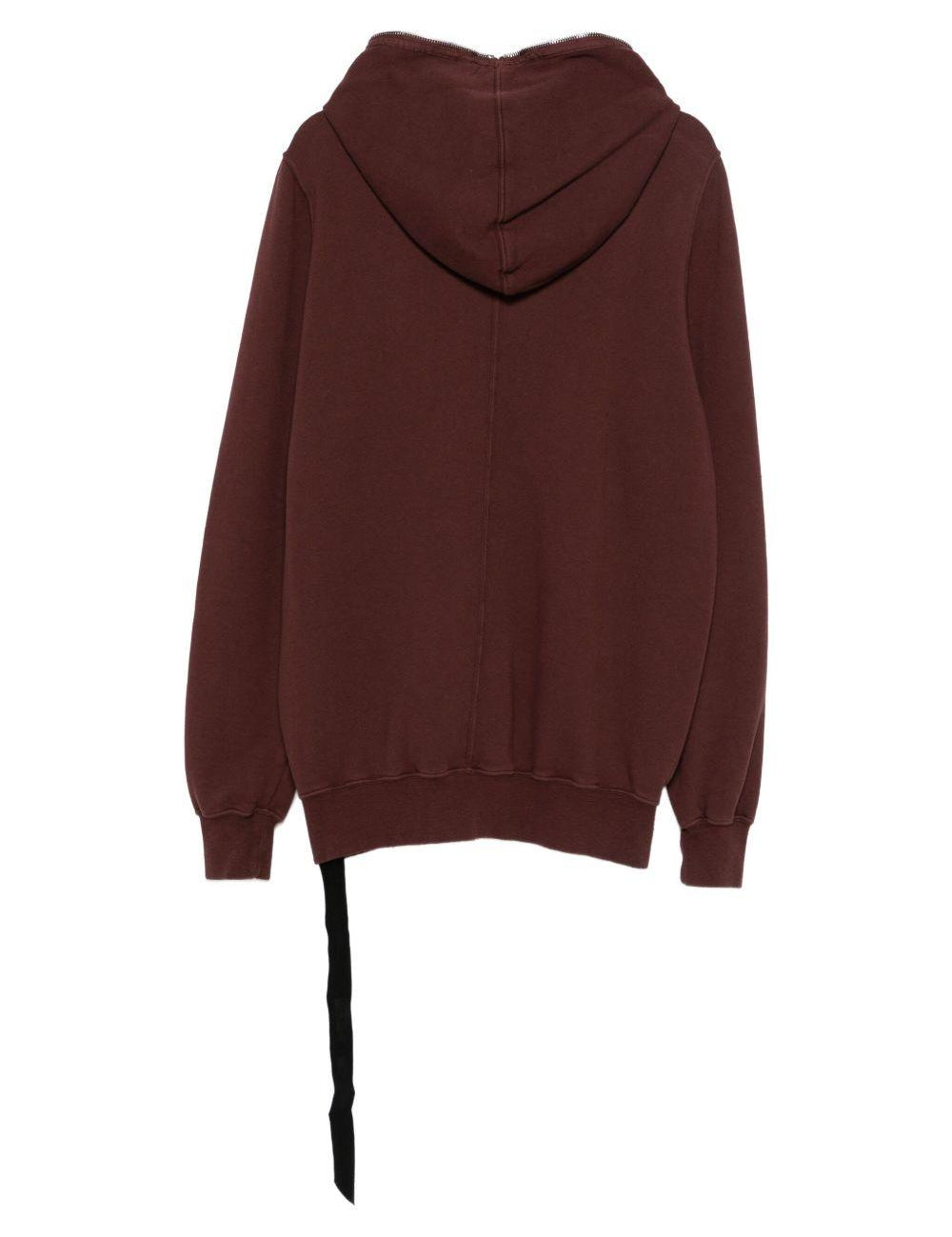 Felpa con cappuccio jumbo in marrone Rick owens drkshdw - uomo 