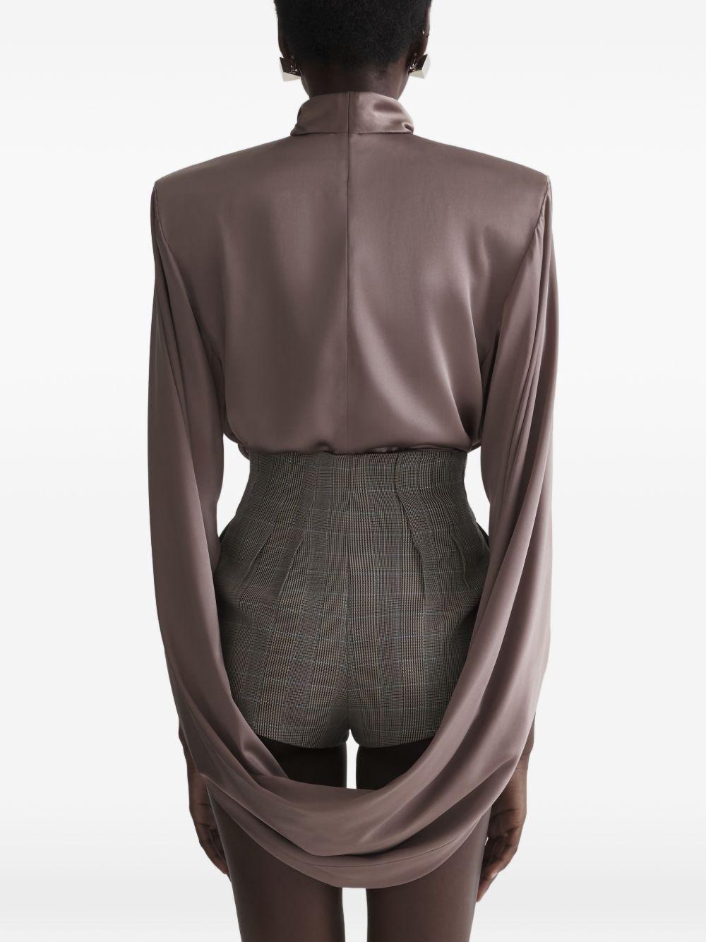 Blusa drappeggiata a collo alto in marrone Mugler - donna 