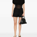 Shorts con paillettes in nero Thelaurent - donna 