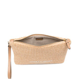 Clutch con logo stampato in rafia in beige Jimmy choo - donna 