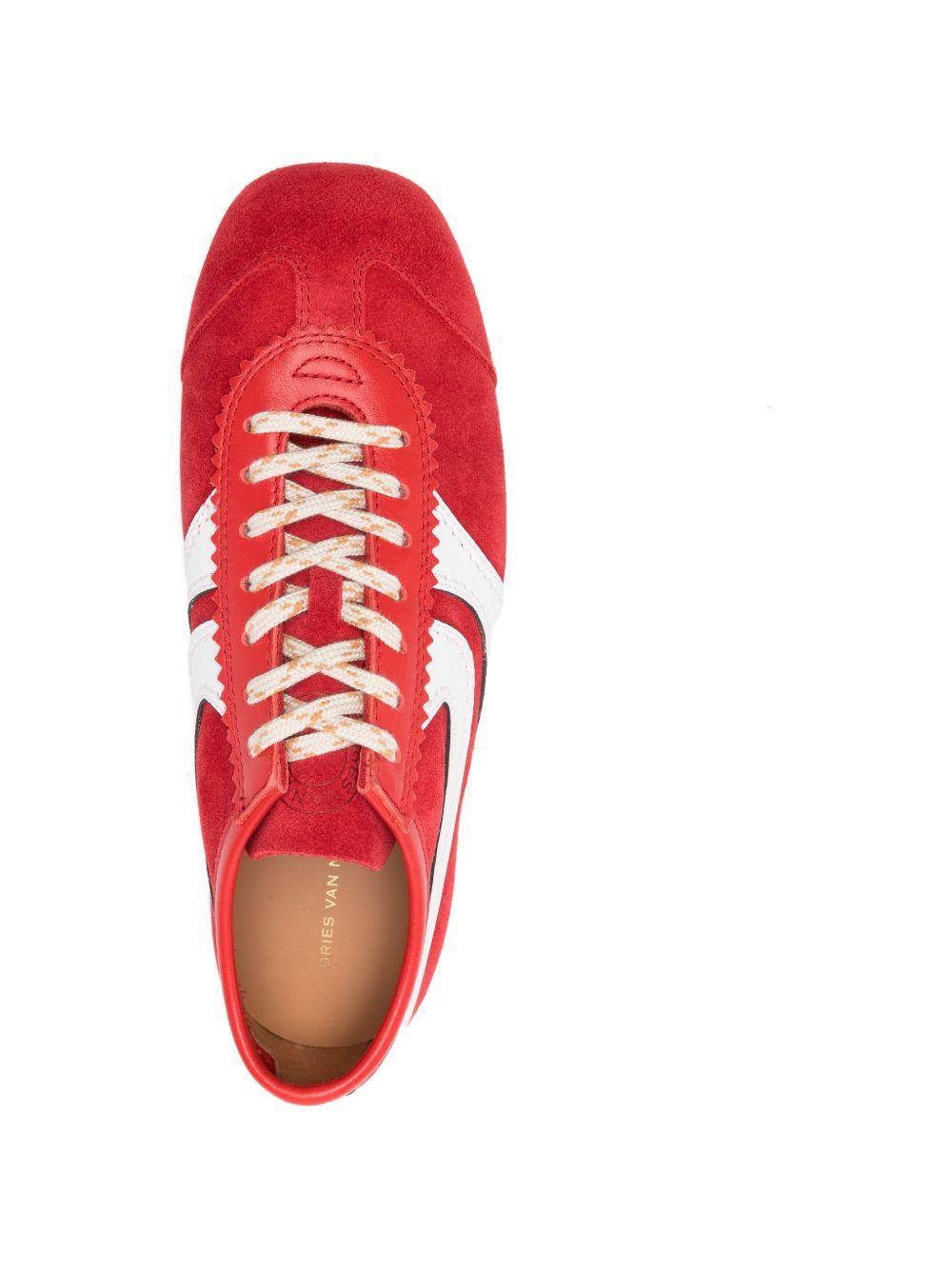 Sneakers con strisce laterali in rosso Dries van noten - donna 