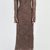 Abito in pizzo con colletto in marrone Rowen Rose - donna 