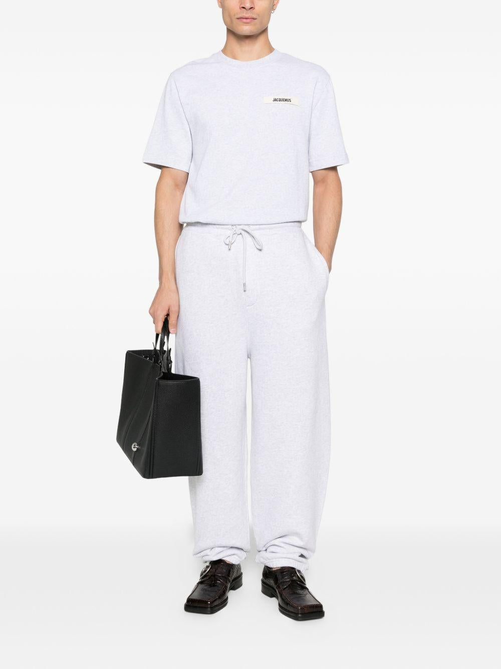 T-shirt con logo e toppa in gros grain in grigio Jacquemus - uomo 