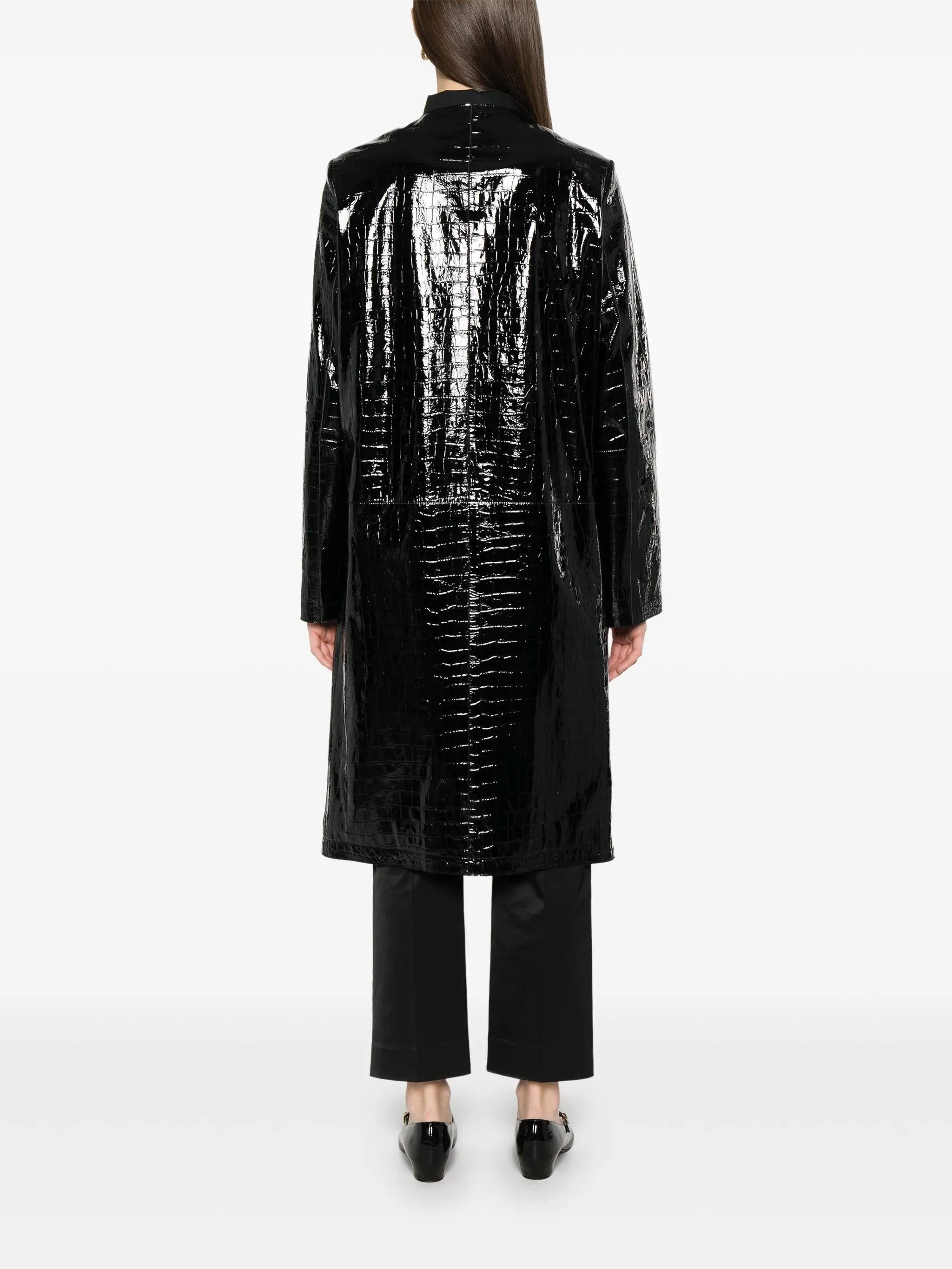 Cappotto in pelle effetto coccodrillo in nero Toteme - donna 