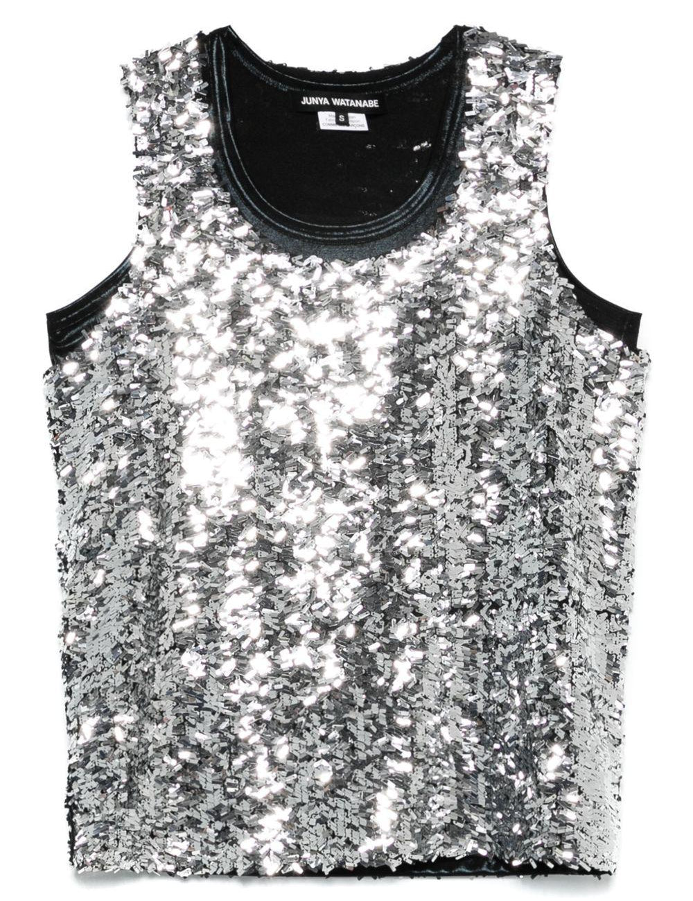 Top con paillettes in argento Junya Watanabe - donna 