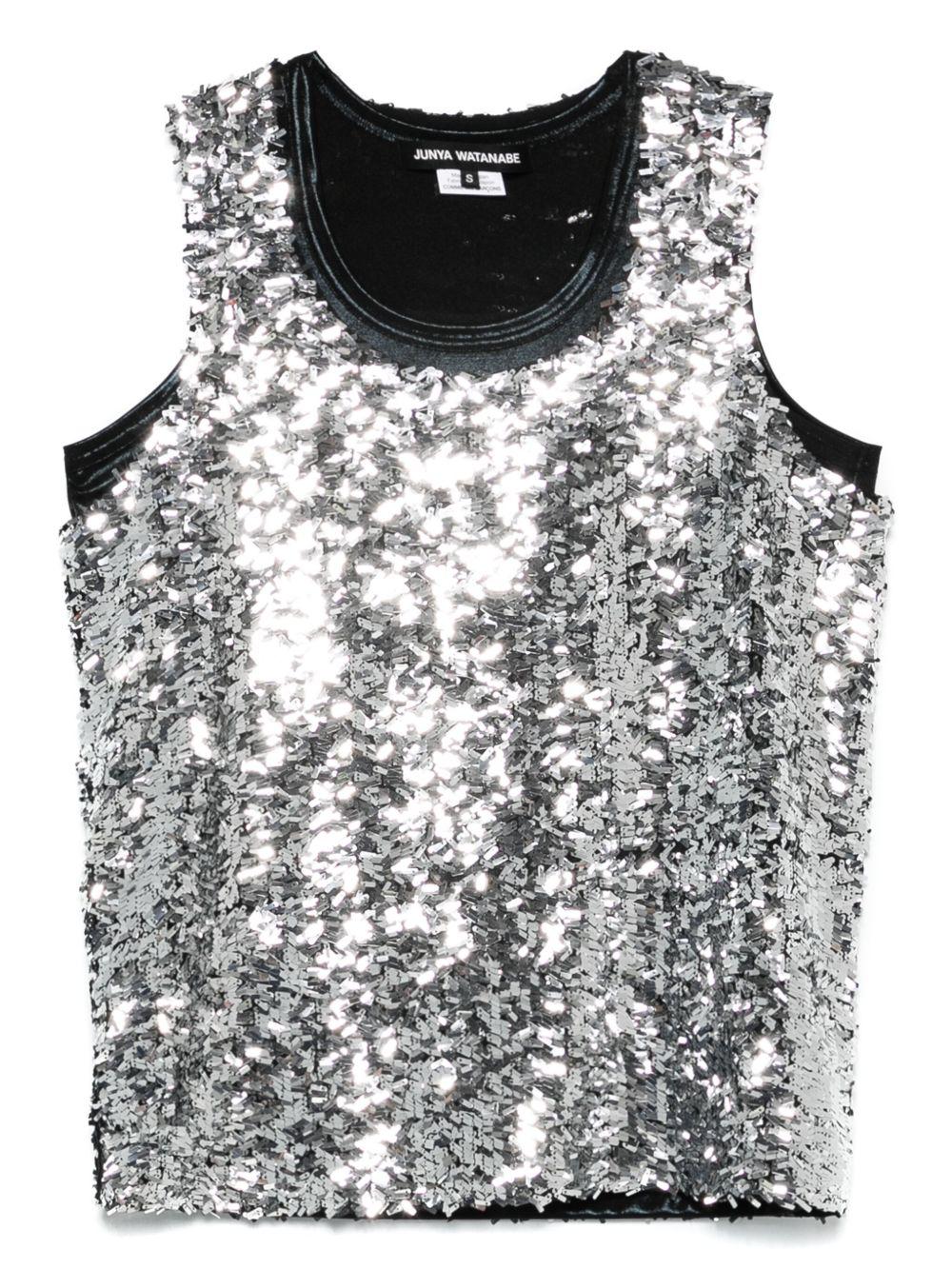 Top con paillettes in argento Junya Watanabe - donna 