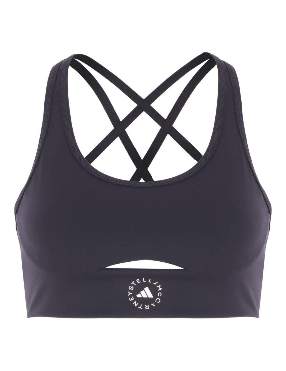 Top sportivo con logo in nero Adidas by stella mc  cartney - donna 