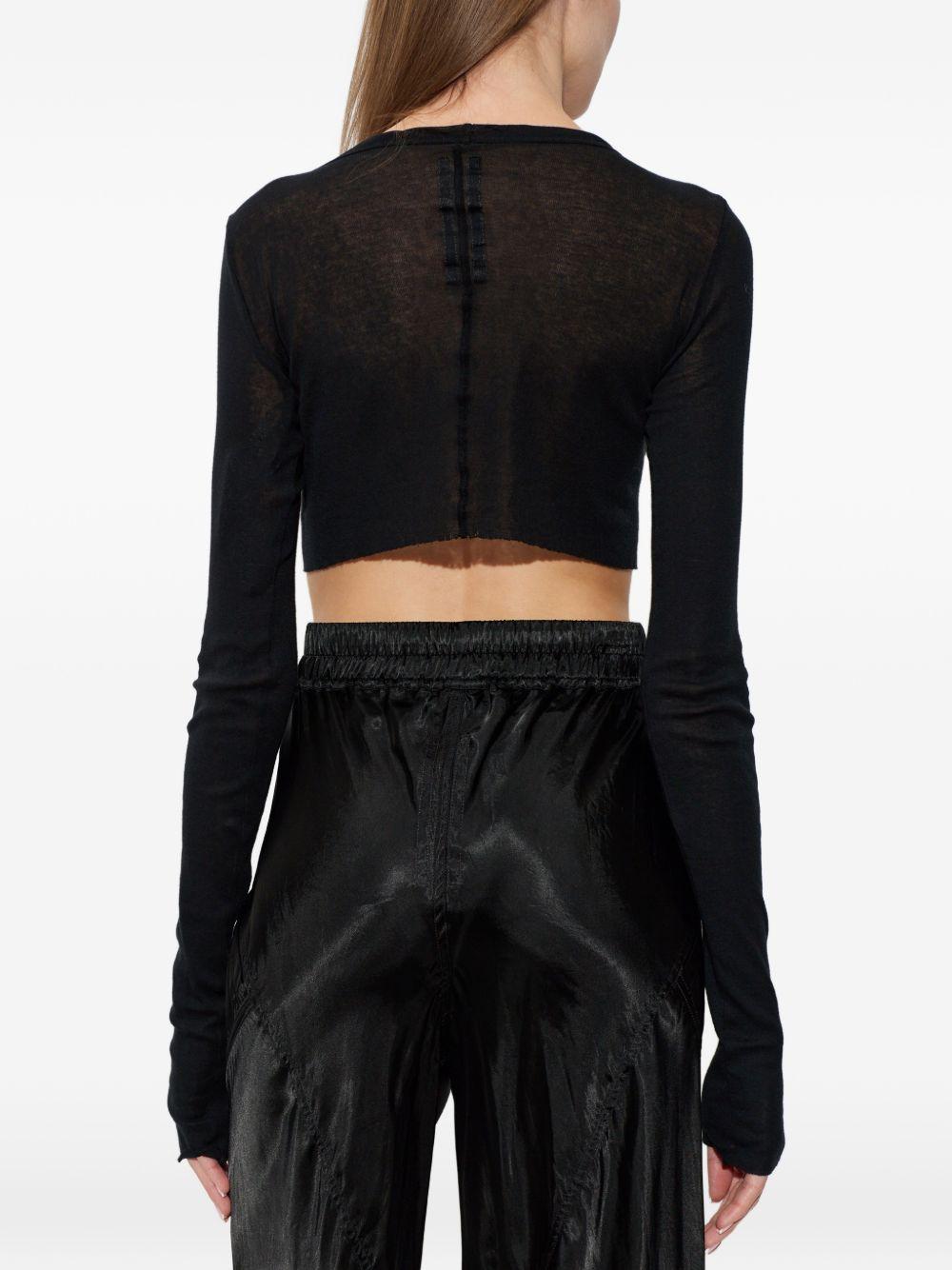 Top crop a maniche lunghe in nero Rick owens - donna 