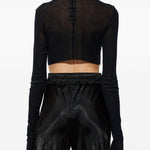 Top crop a maniche lunghe in nero Rick owens - donna 