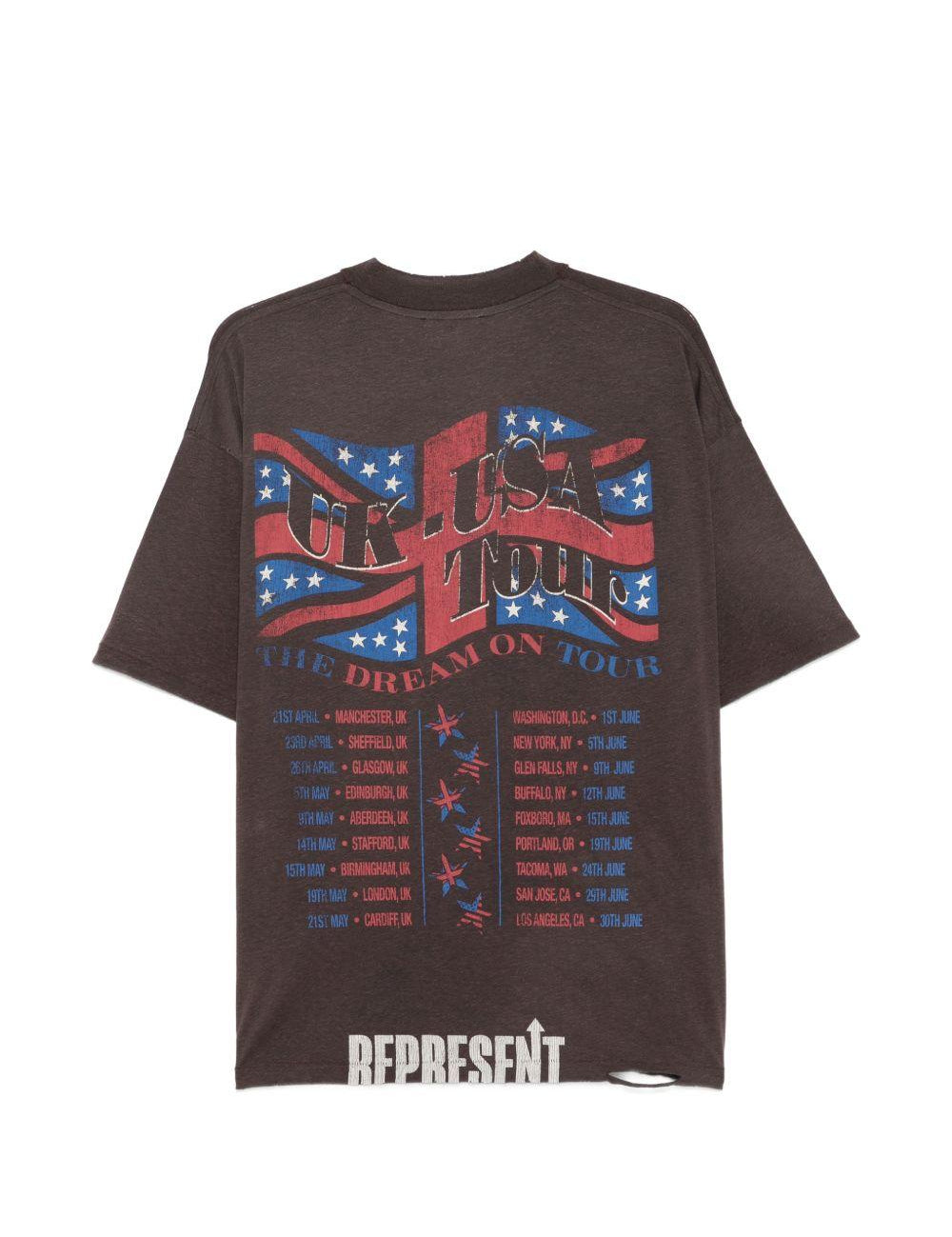 T-shirt con grafica cane dream on tour in marrone Represent - uomo 
